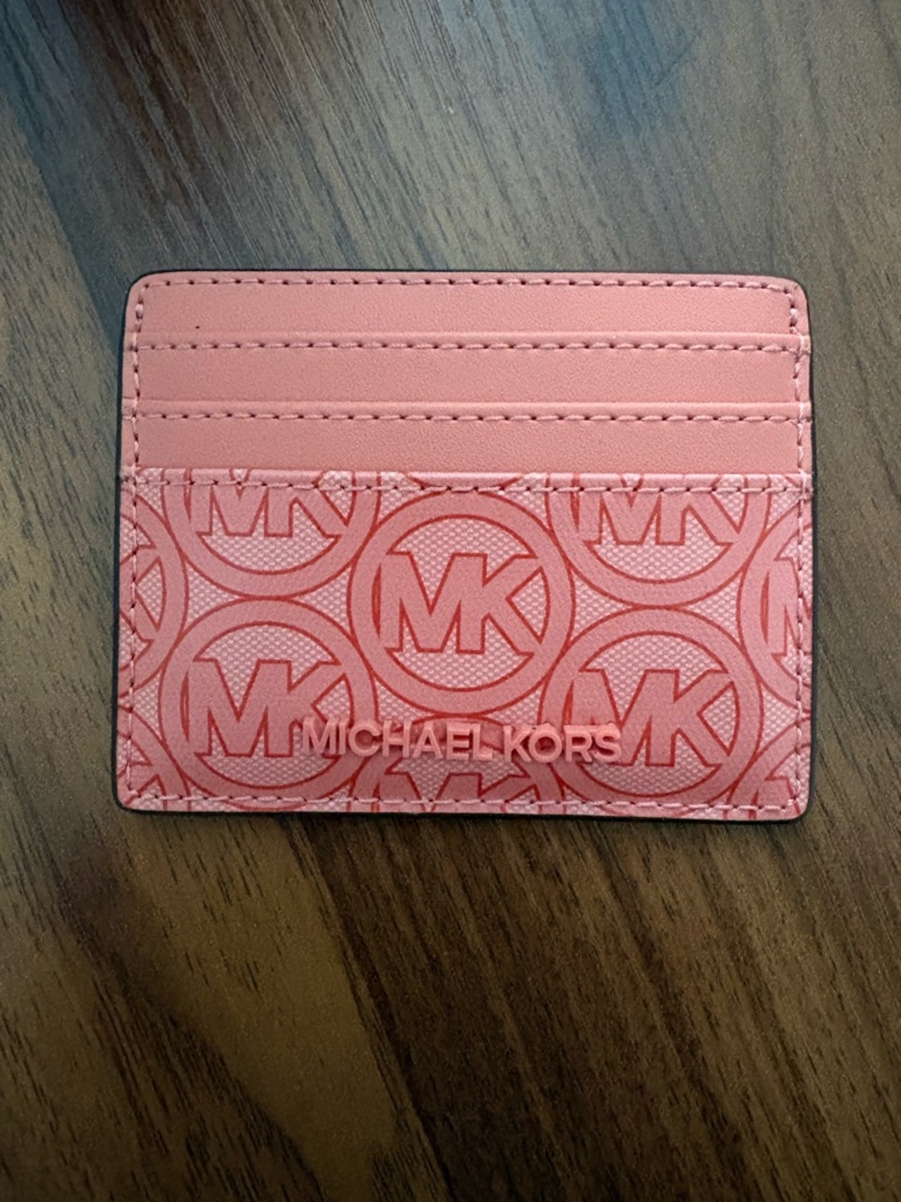 Michael Kors Coral Pink MK Window Card Case